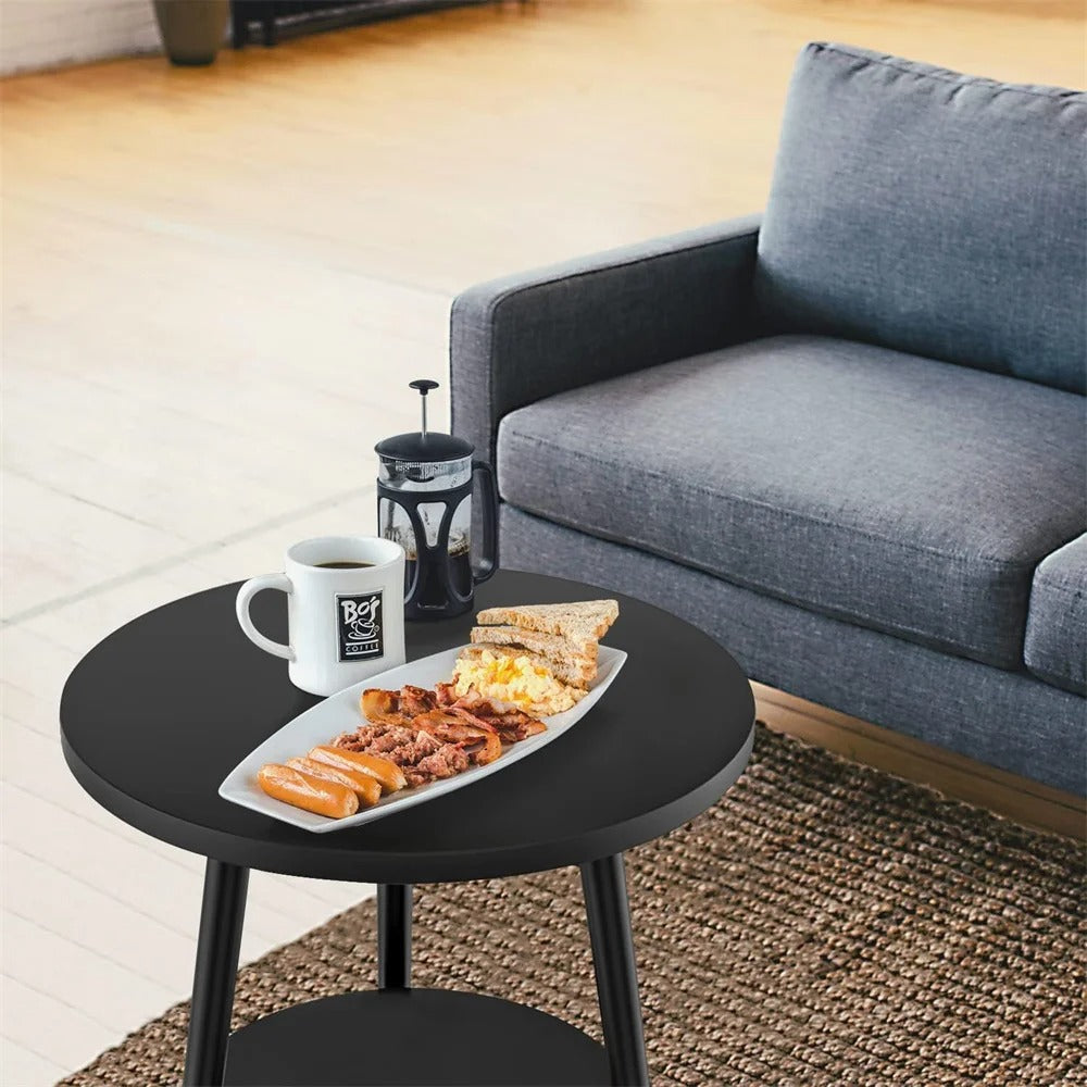 Duo Glide Bijzettafel – Rond 2-laags Design met Glas & Metaal