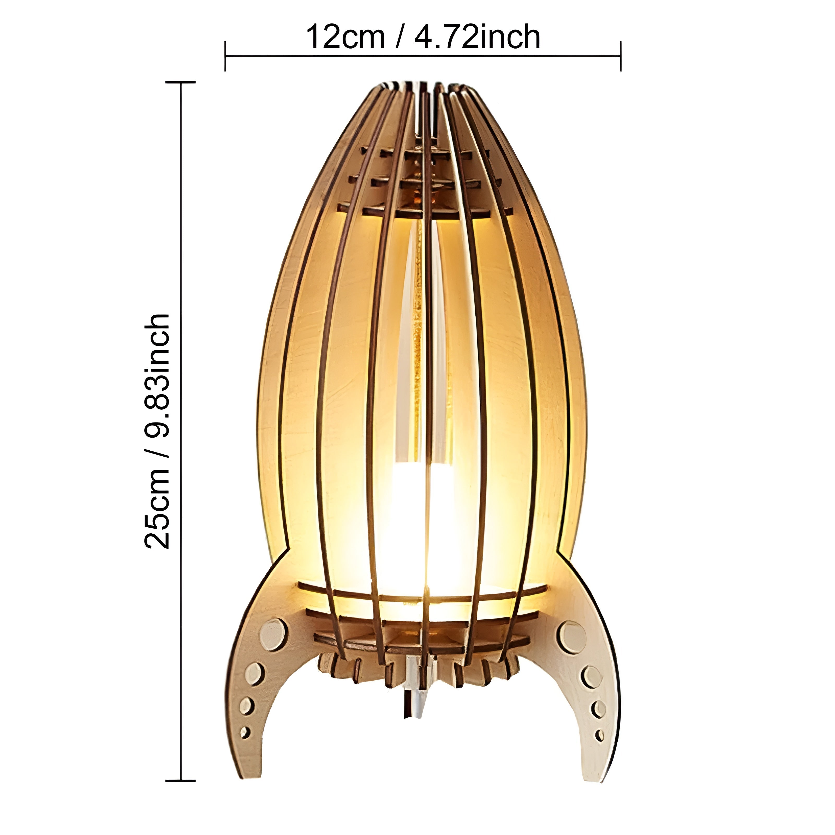 RocketWood – Houten Nachtlamp in Raketten-Design