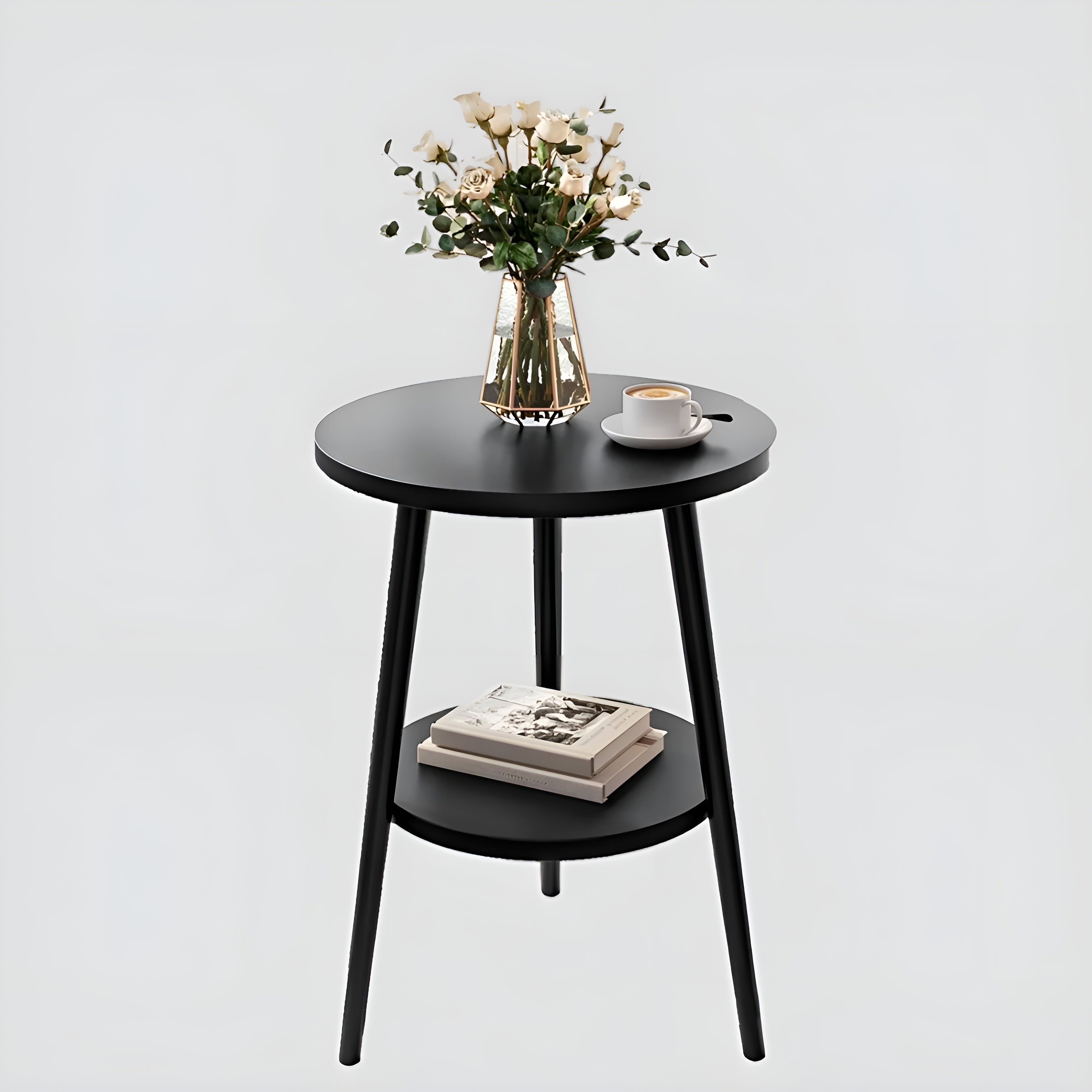 Duo Glide Bijzettafel – Rond 2-laags Design met Glas & Metaal