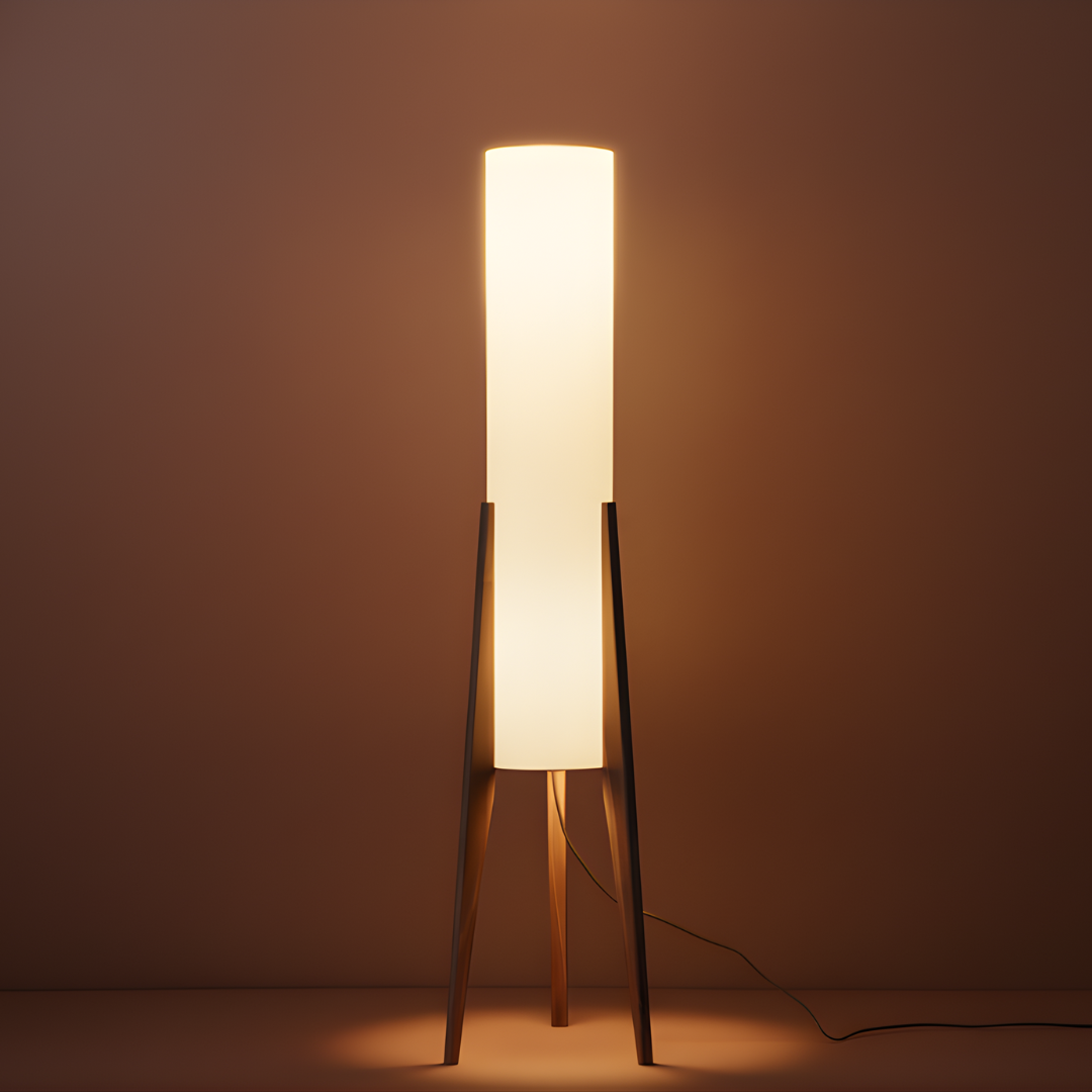 De Solvéra massief houten vloerlamp van walnoot met LED-licht