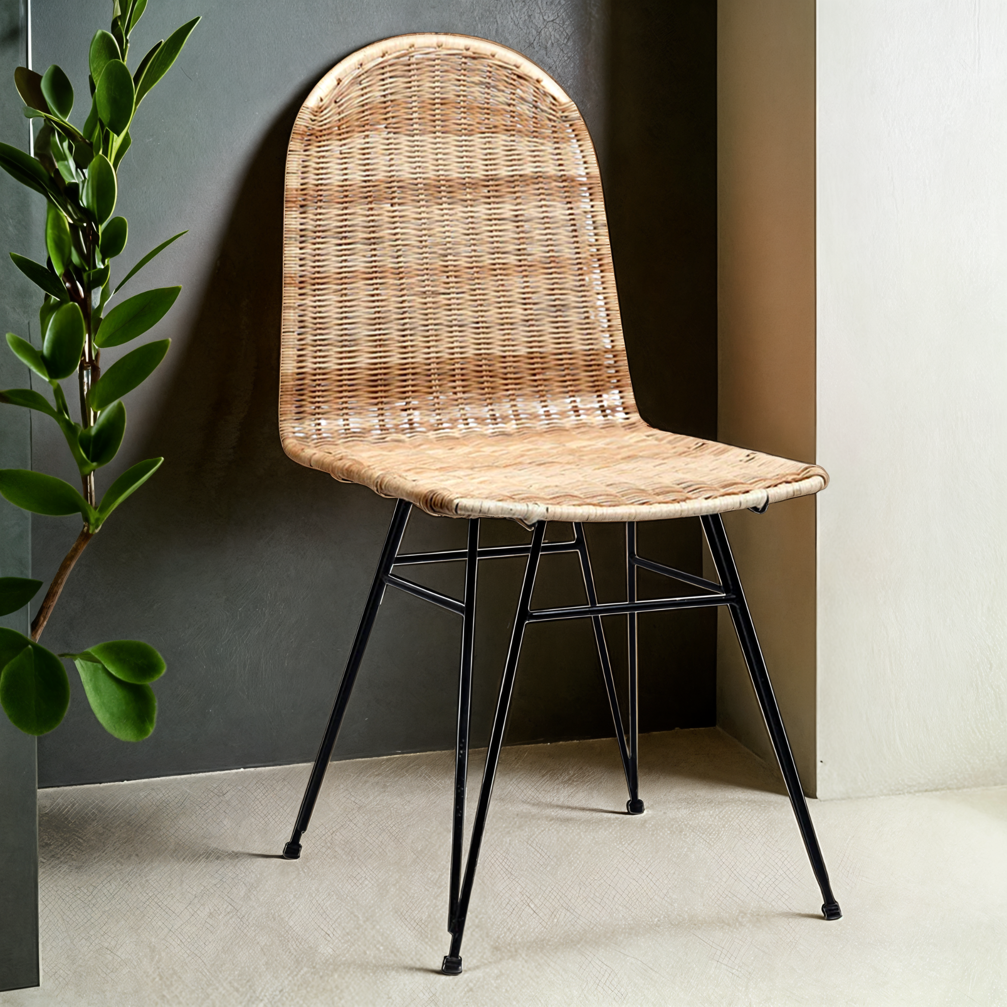 Veyona™ Rotin Design Stoel – Bohemian Elegantie met Metaal