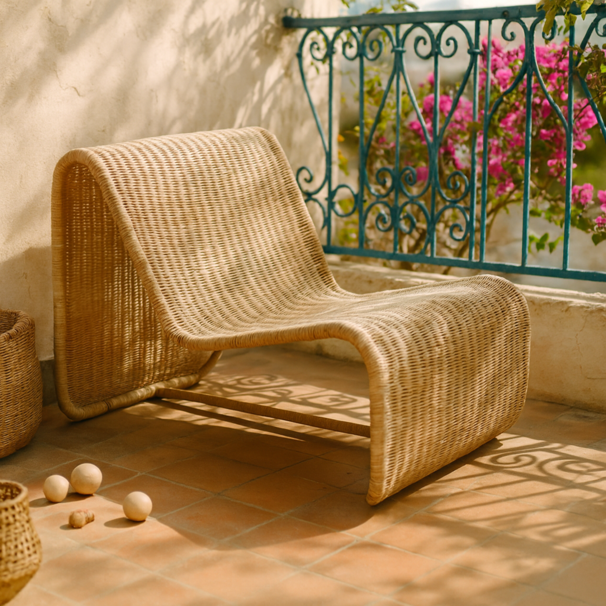 Serenya™ Chaise Longue in Rotin – Elegantie & Natuurlijk Comfort