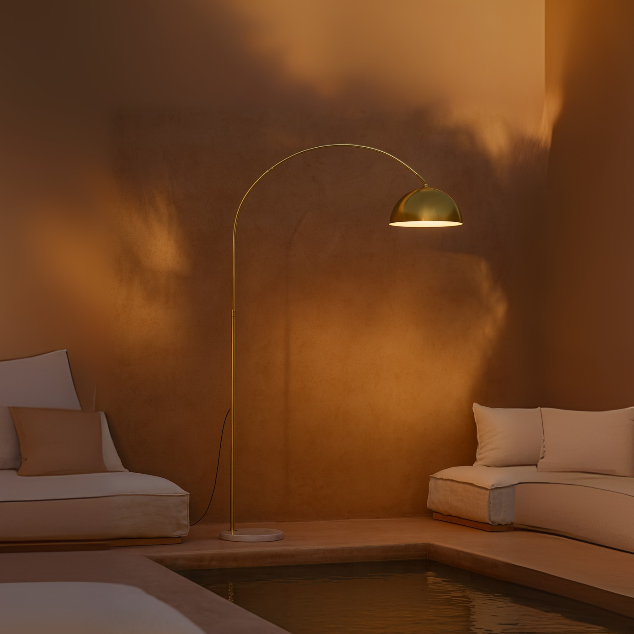 Aurora Arc Booglamp – Modern Design met Gouden Accent & LED