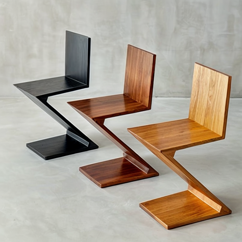 Zéphyr Chair – Moderne Houten Designstoel in Geometrische “Z”-Vorm