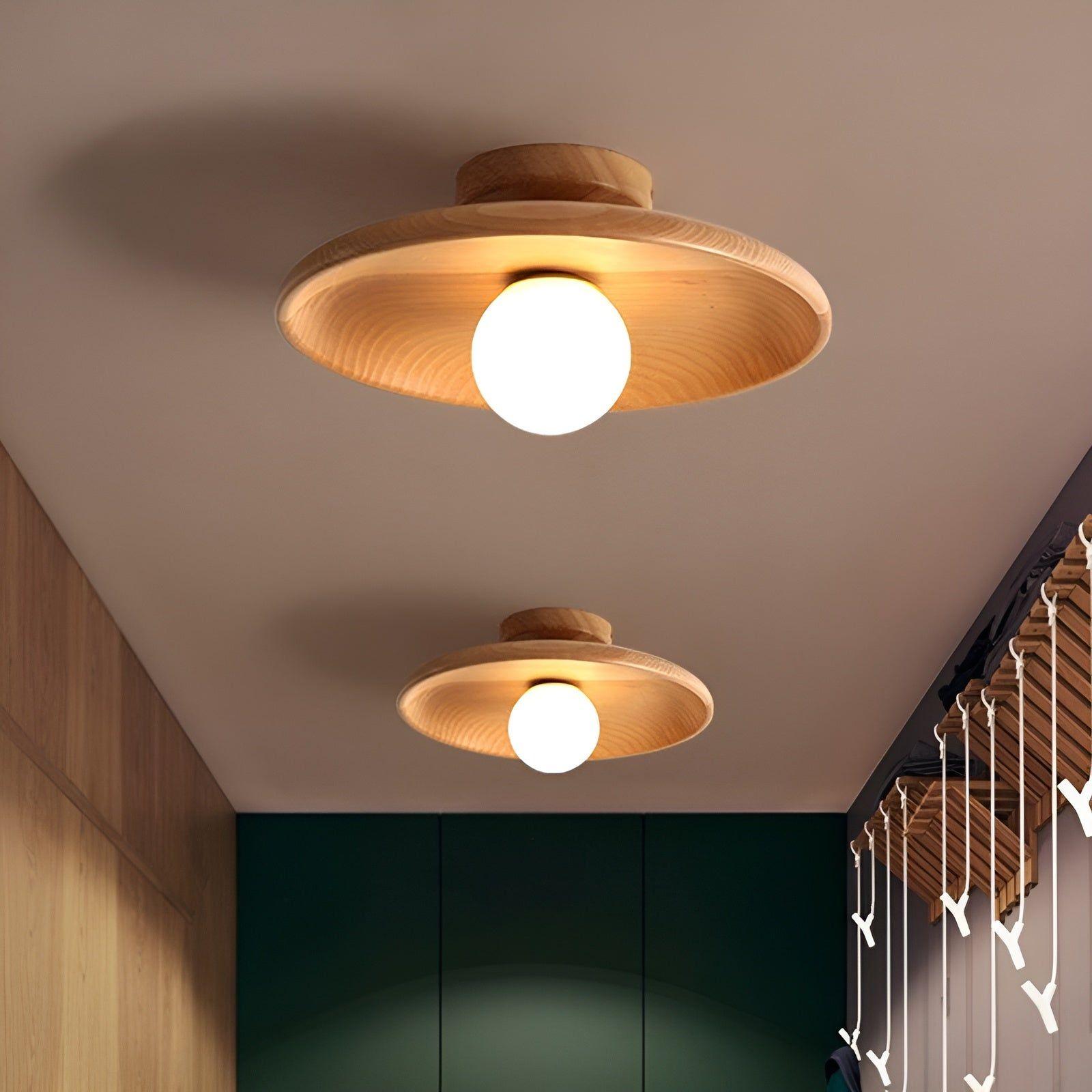 ZenWood LED Plafondlamp – Minimalistische Rust in Wabi-Sabi Stijl