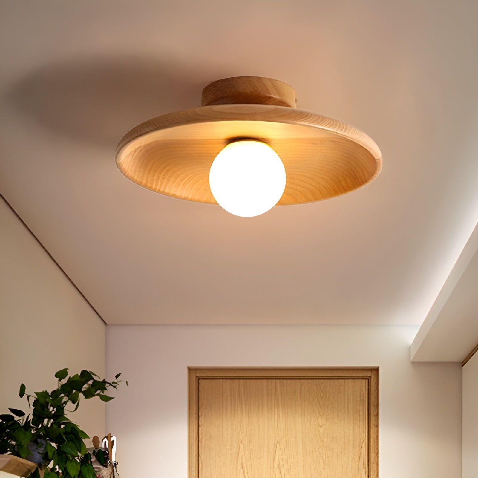 ZenWood LED Plafondlamp – Minimalistische Rust in Wabi-Sabi Stijl