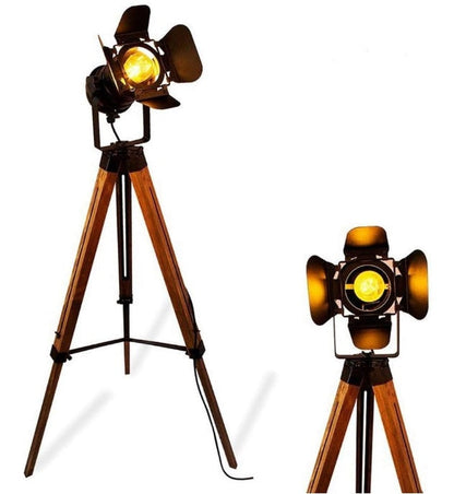 Cinear – Industriële Cinema Vloerlamp met Houten Statief
