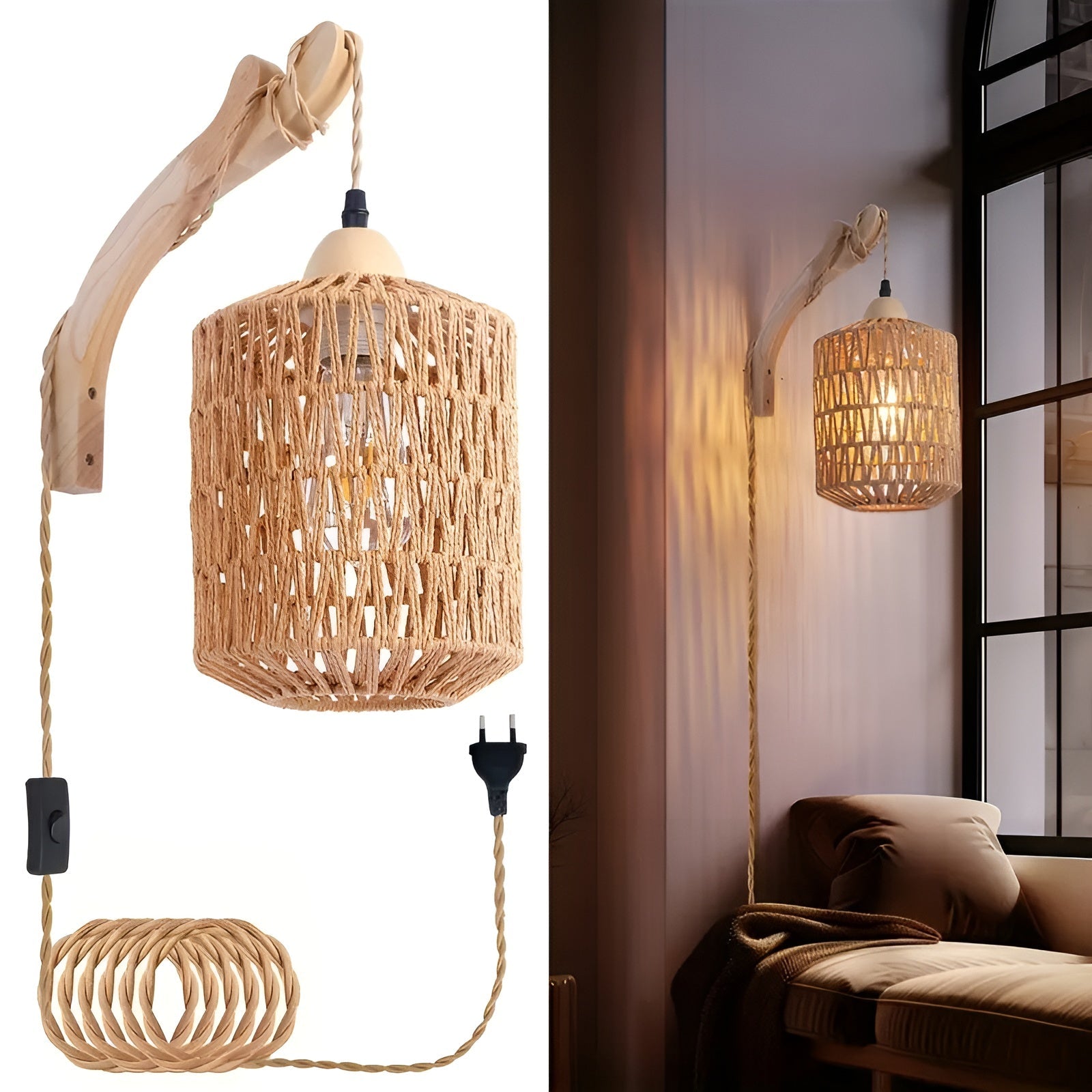Natura weave Wandlamp – Handgeweven Boho Designlamp