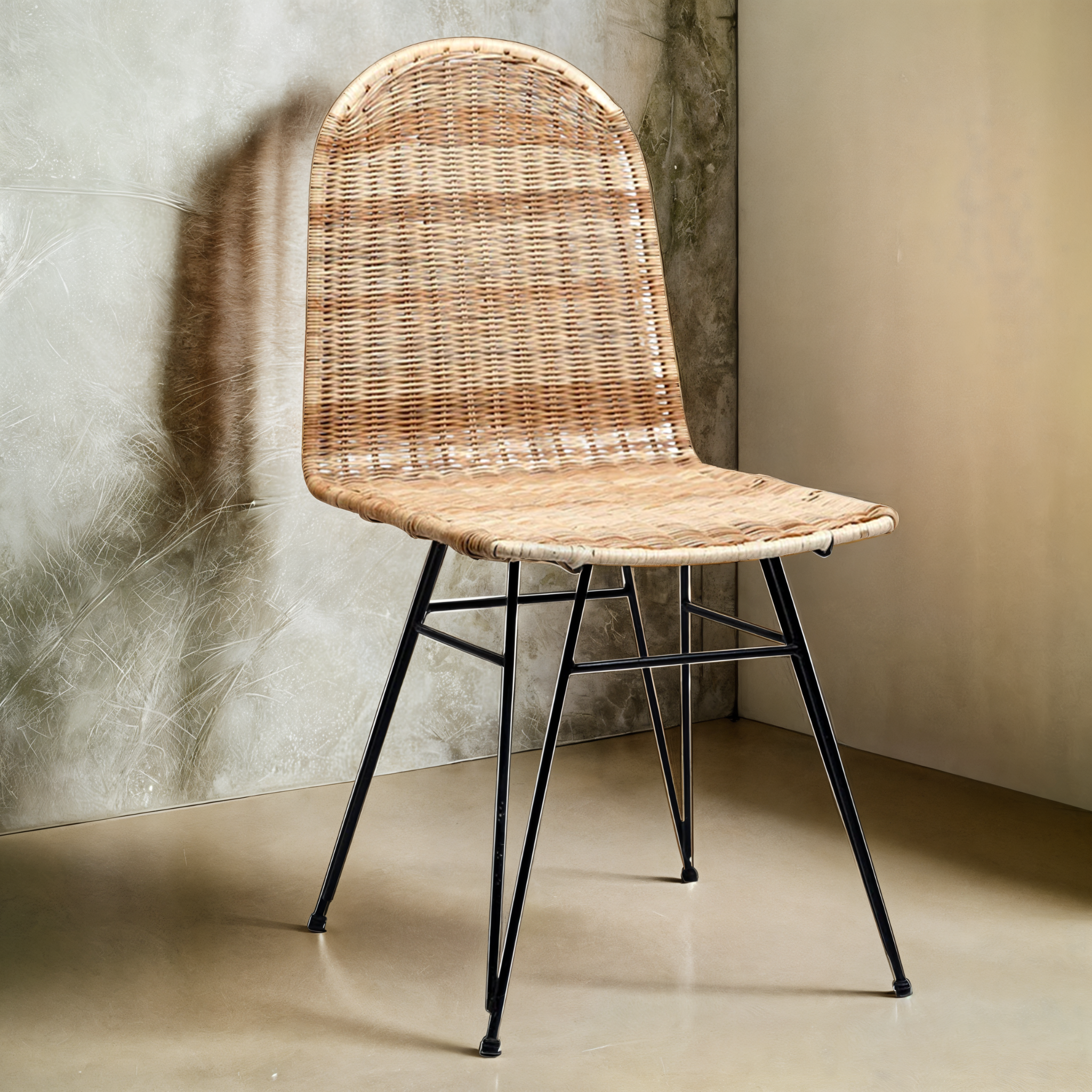 Veyona™ Rotin Design Stoel – Bohemian Elegantie met Metaal