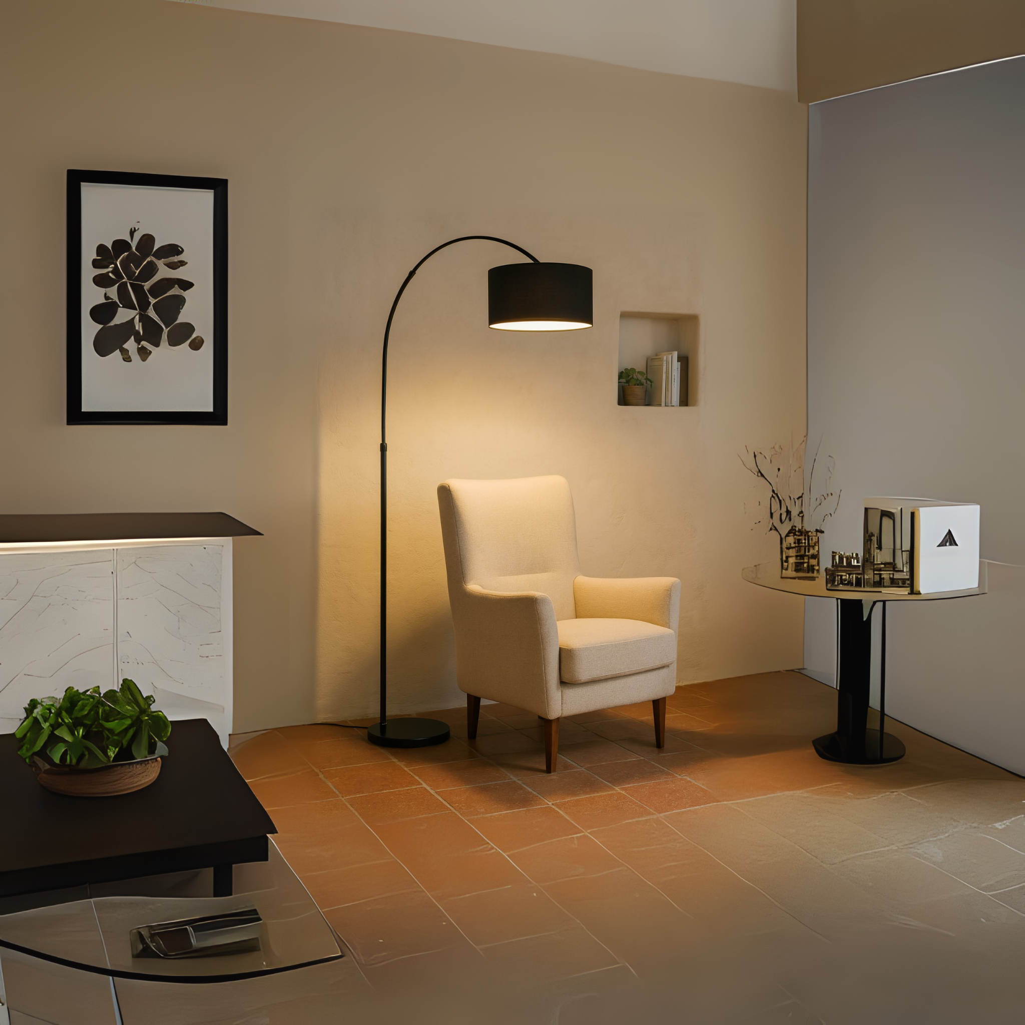 Arcus Noir Booglamp – Modern Design & Sfeervolle LED-Verlichting