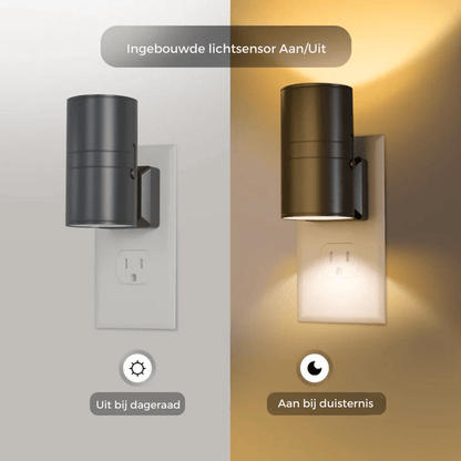 Wandlamp met lichtsensor en stopcontact – Bonq