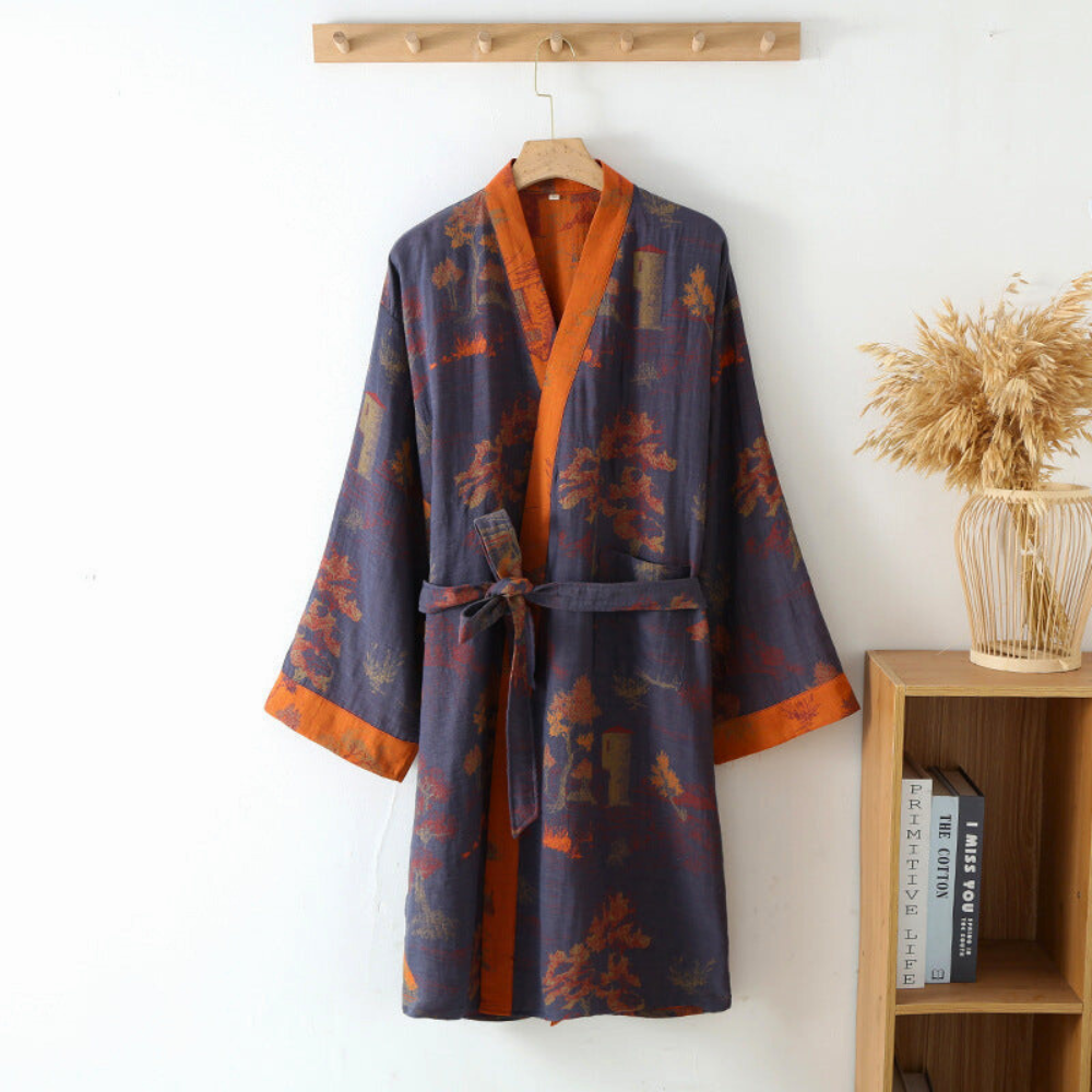 SereneCotton – Luxe Katoenen Kimono Badjas met Tijdloze Elegantie
