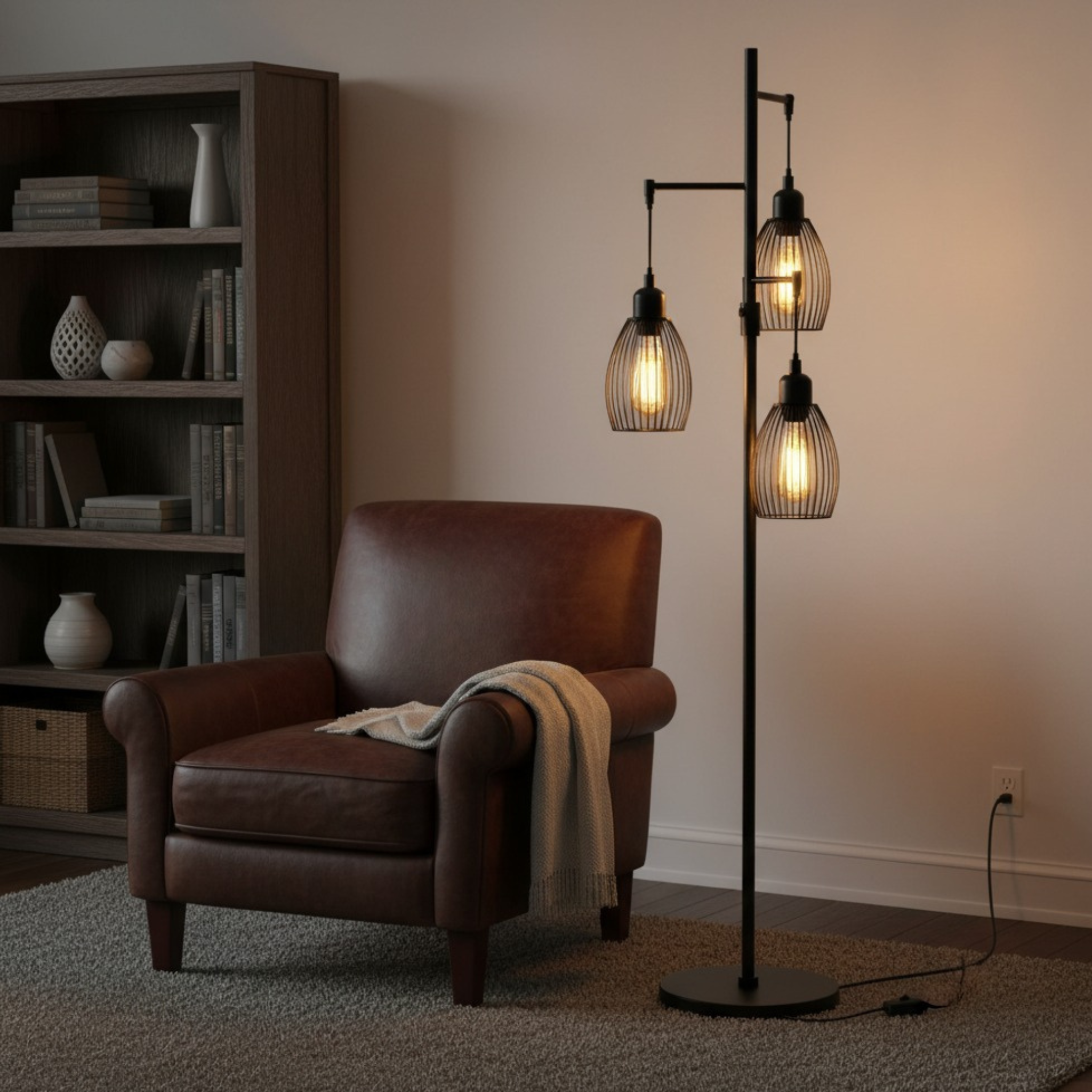 Atélion – Industrieel Zwarte Vloerlamp