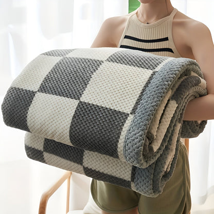 Velouris Plaid – Luxe Chenille Fleece deken met Klassiek Ruitpatroon