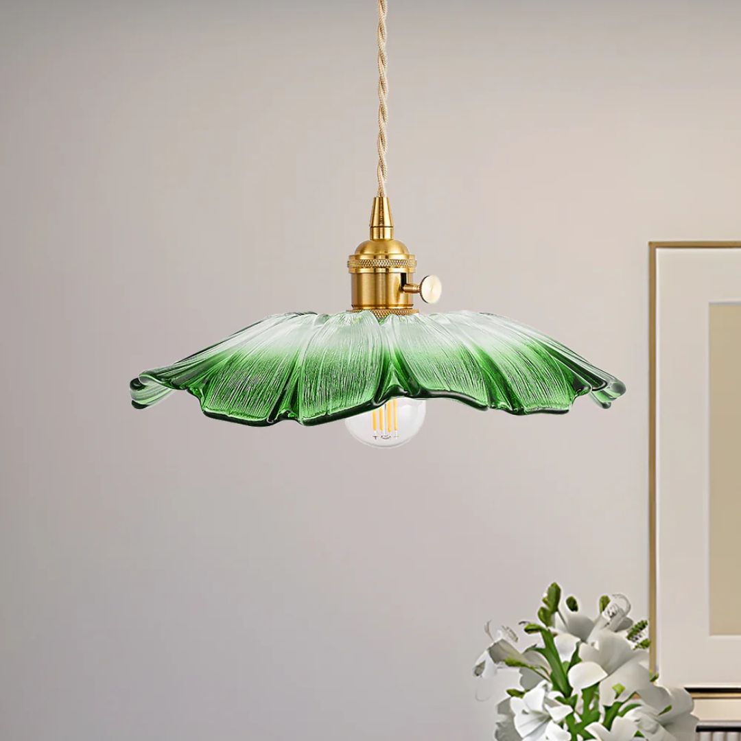 Glazen hanglamp met metalen fitting – Bonq
