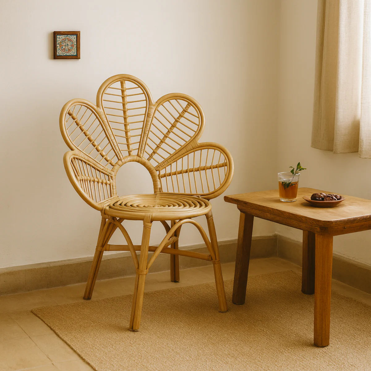 Floraya™ Rotin Bloemstoel – Handgemaakt Bohemian Design