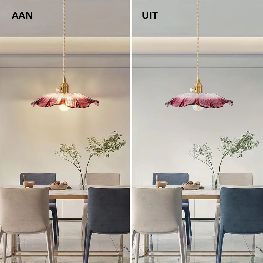 Glazen hanglamp met metalen fitting – Bonq
