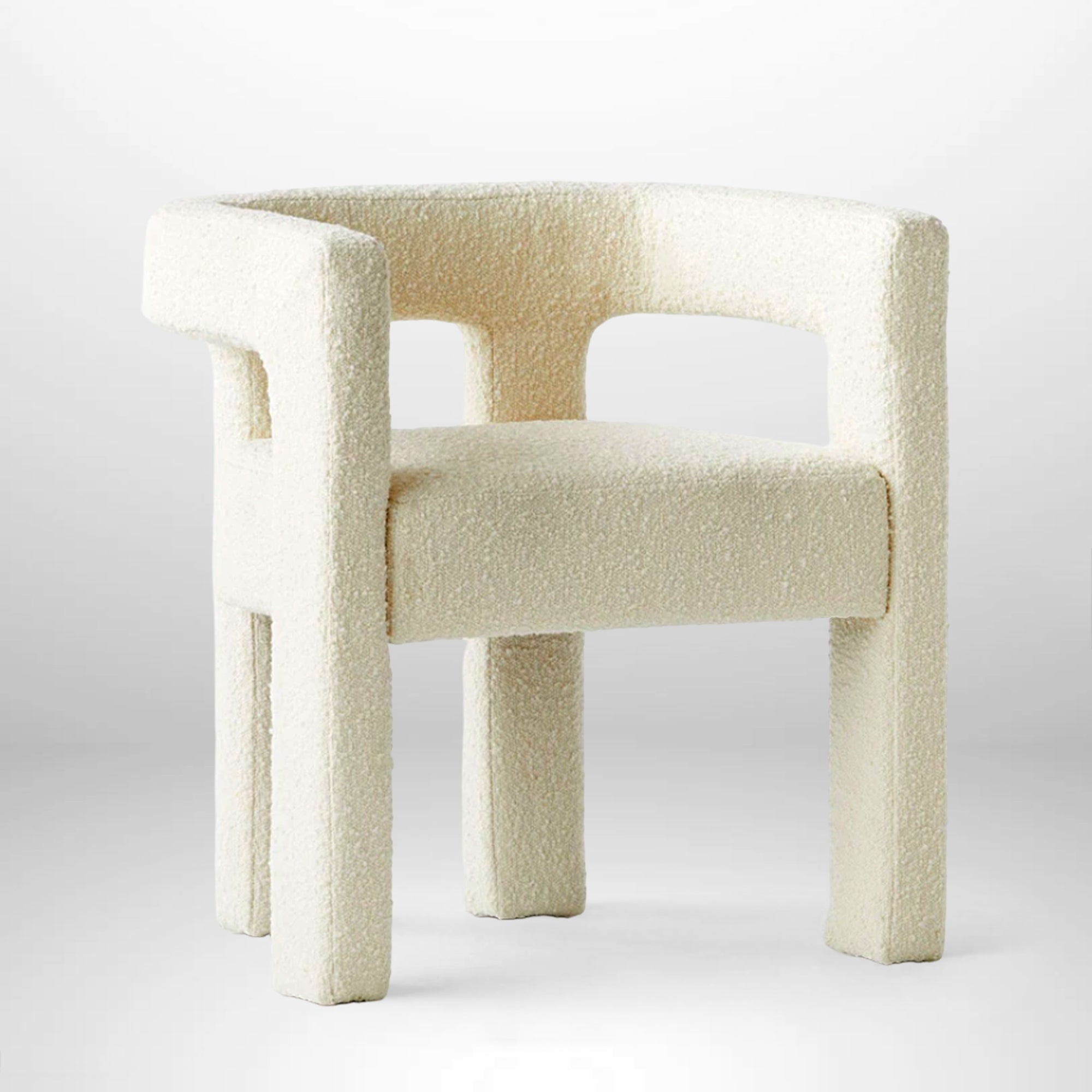 Lumière Chair – Moderne Bouclé Fauteuil met Omhullend Design