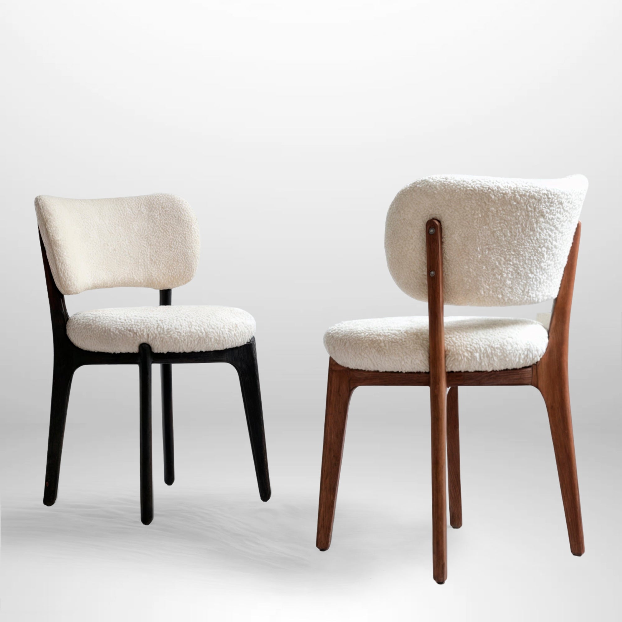Marivelle Chair – Luxe Bouclé Stoel met Massief Houten Frame