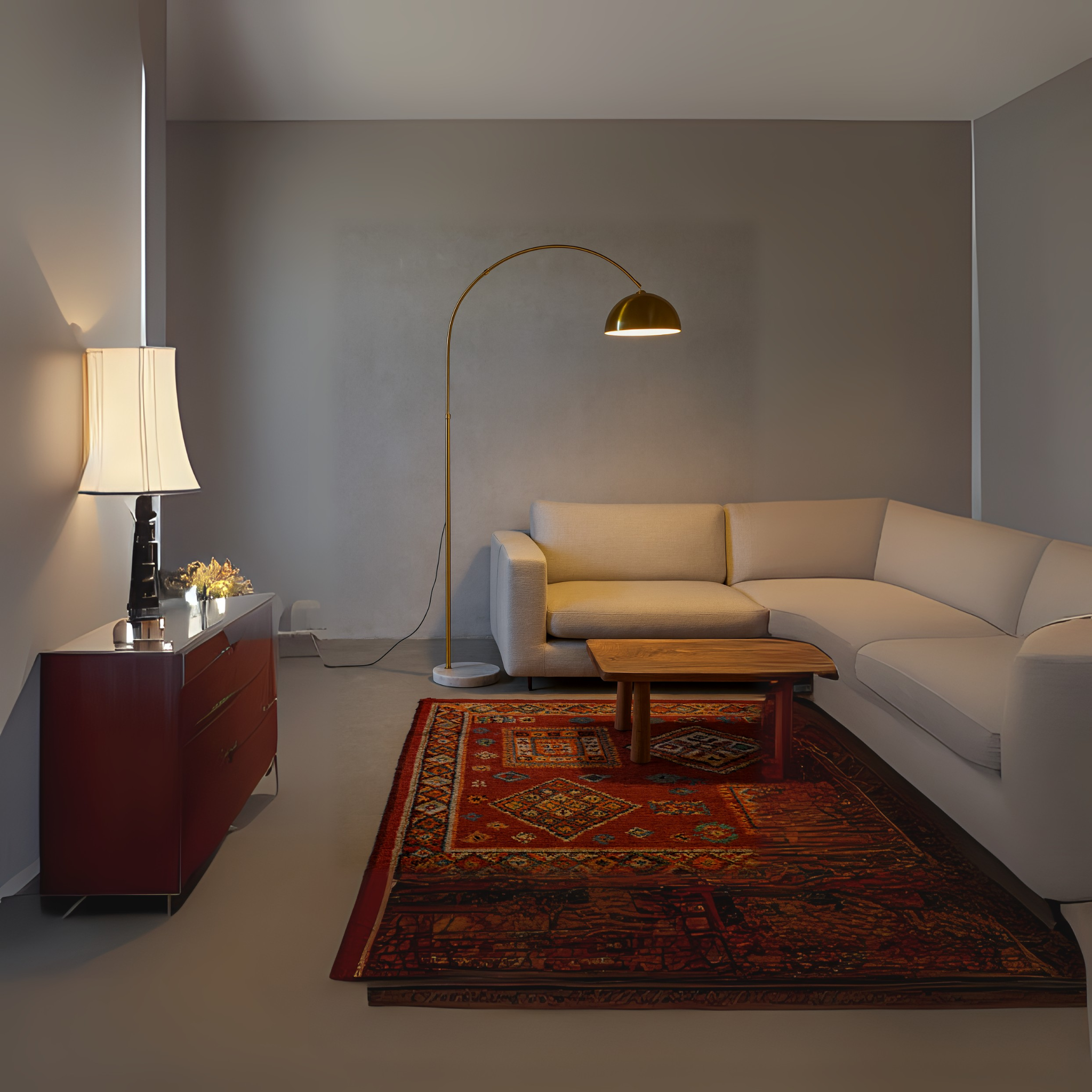 Aurora Arc – LED Booglamp met Marmeren Voet