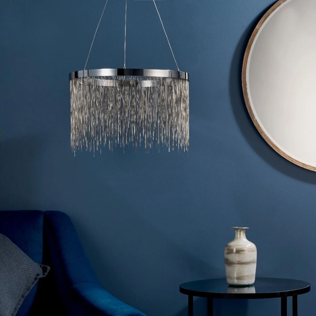 Hanglamp van chroom met kettingeffect – Bonq