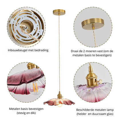 Glazen hanglamp met metalen fitting – Bonq