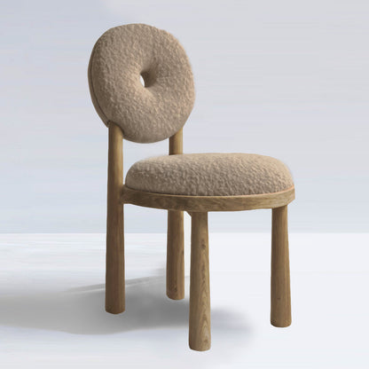 Bastille Chair – Scandinavische Bouclé Designstoel met Massief Houten Frame