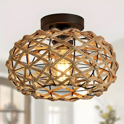 Maris Weave Plafondlamp – Boho Elegantie met Natuurlijk Touw