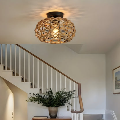 Maris Weave Plafondlamp – Boho Elegantie met Natuurlijk Touw