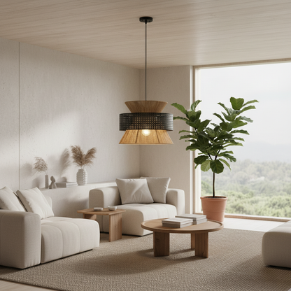 Hempora Wabi-Sabi Hanglamp – Handgemaakt van Henneptouw & Rotan