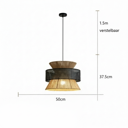 Hempora Wabi-Sabi Hanglamp – Handgemaakt van Henneptouw & Rotan