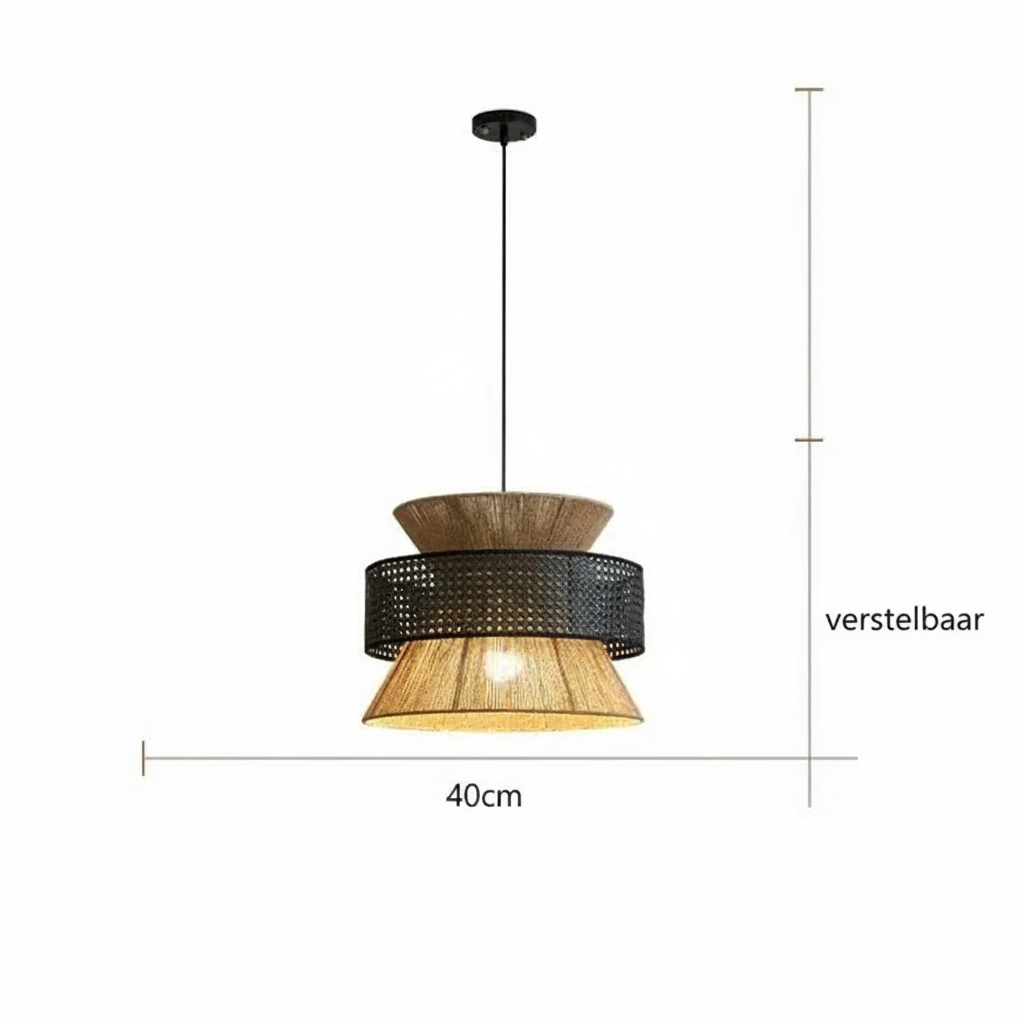 Hempora Wabi-Sabi Hanglamp – Handgemaakt van Henneptouw & Rotan