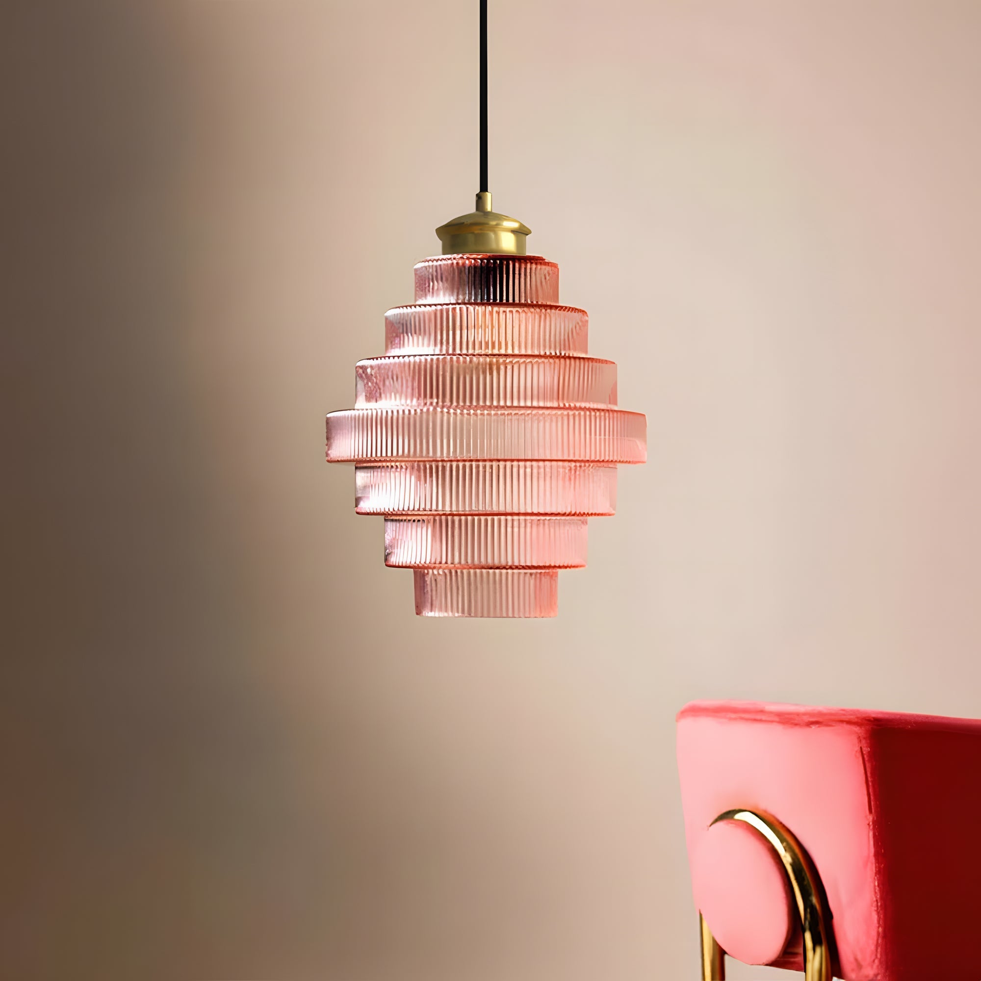 Hanglamp van koper met glas-in-lood – Bonq