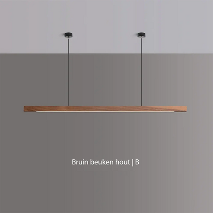 Glødra – Langwerpige Houten Hanglamp met Minimalistische Uitstraling