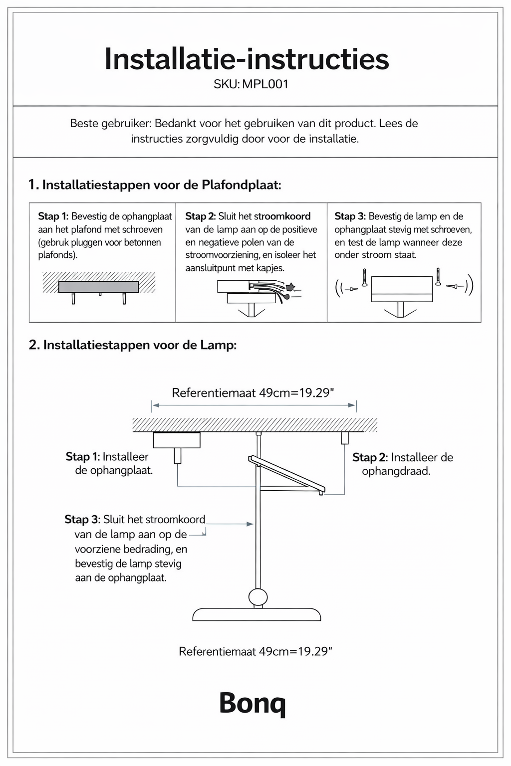 Hanglamp van acryl en ijzer met verstelbare zwenkarm – Bonq