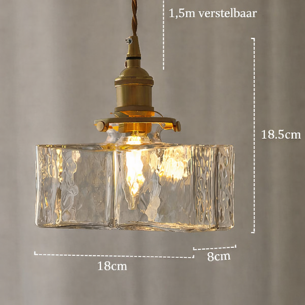 Hanglamp van glas met gouden snoer – Bonq