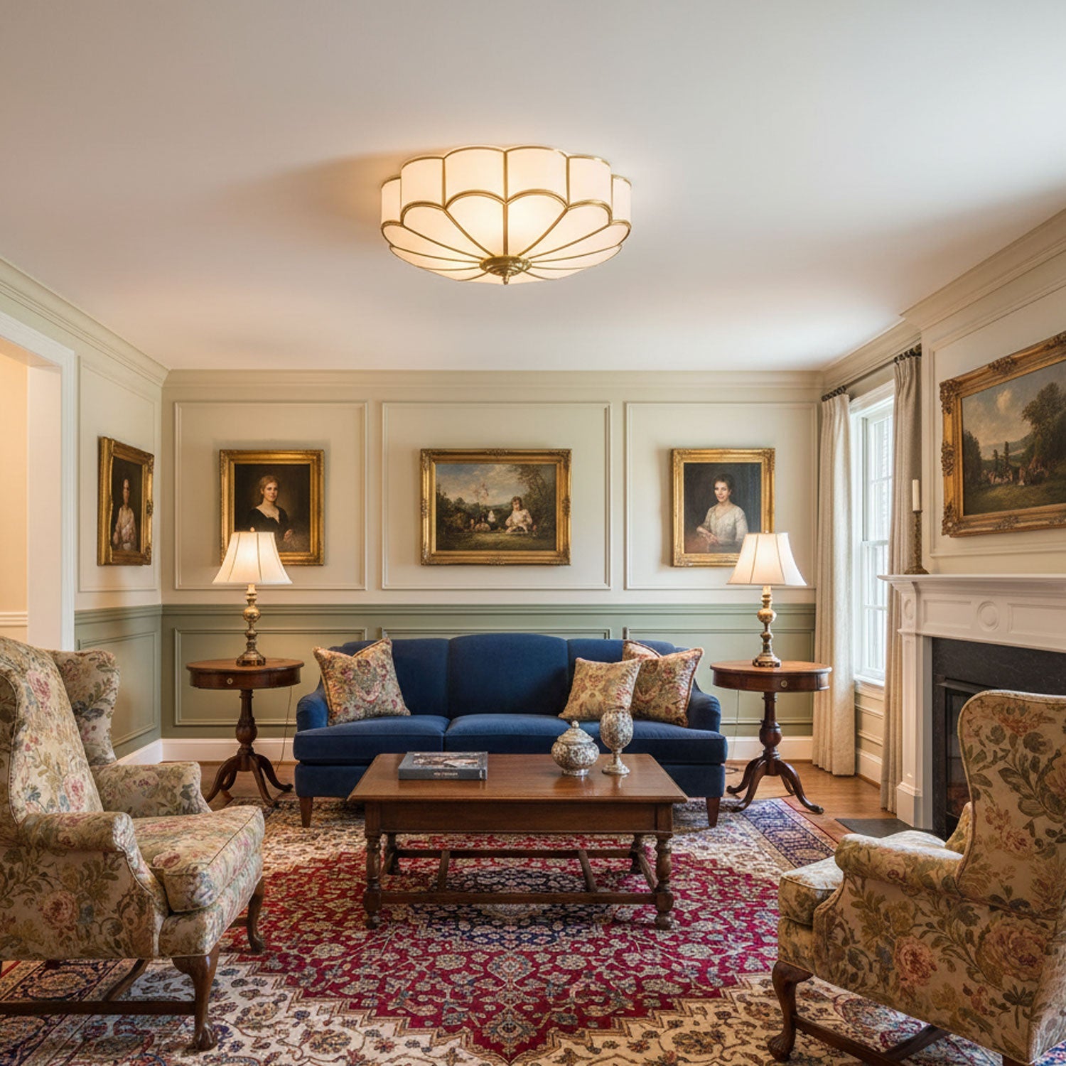 Plafondlamp van messing en glas – Bonq