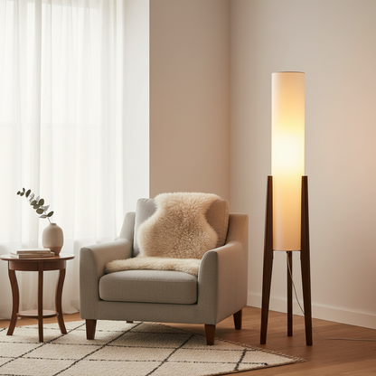 De Solvéra massief houten vloerlamp van walnoot met LED-licht