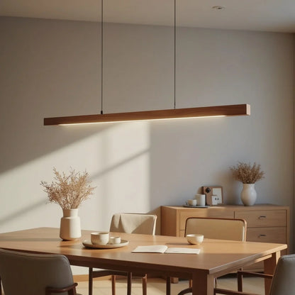 Glødra – Langwerpige Houten Hanglamp met Minimalistische Uitstraling