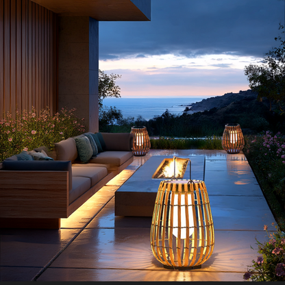 Solar buitenlamp van rotan, roestvrij staal en polyethyleen – Bonq