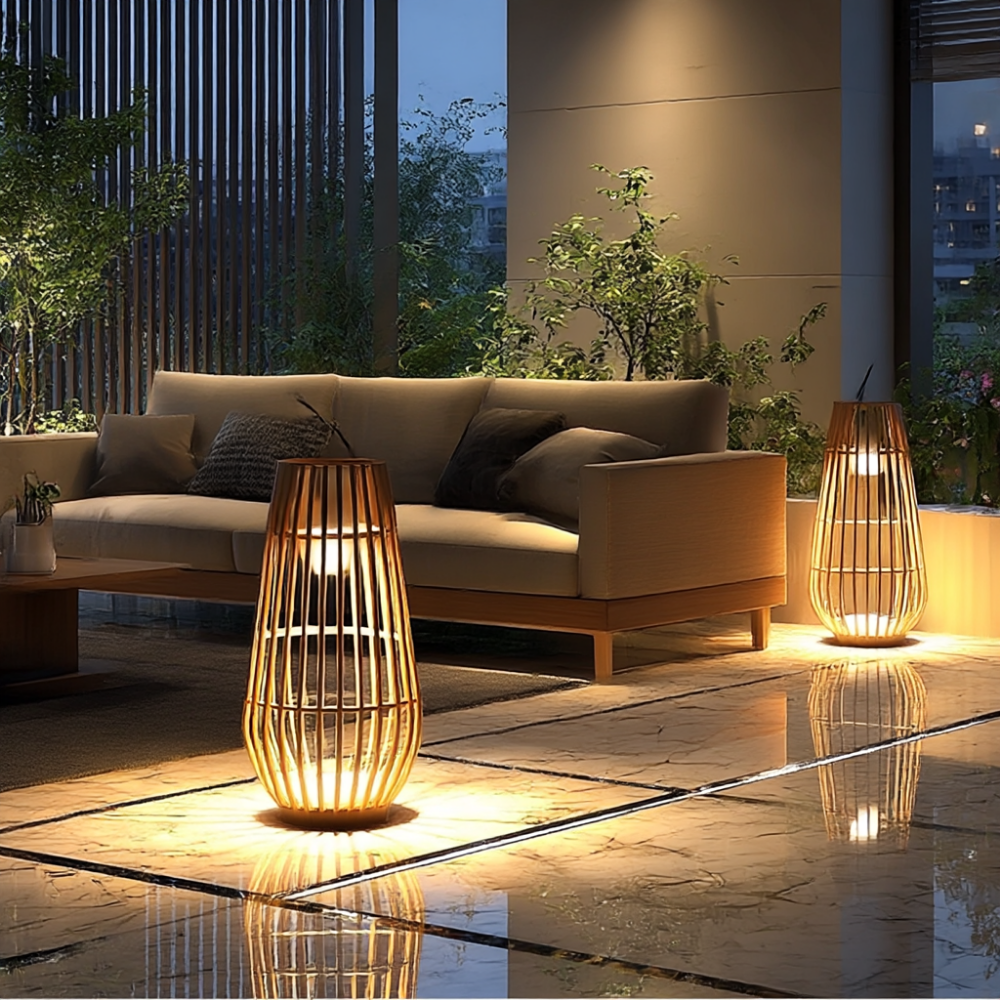 Solar buitenlamp van rotan, roestvrij staal en polyethyleen – Bonq