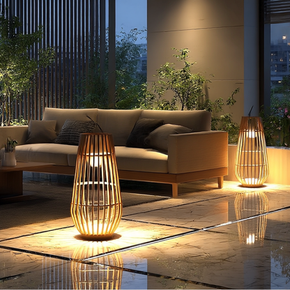 Solar buitenlamp van rotan, roestvrij staal en polyethyleen – Bonq