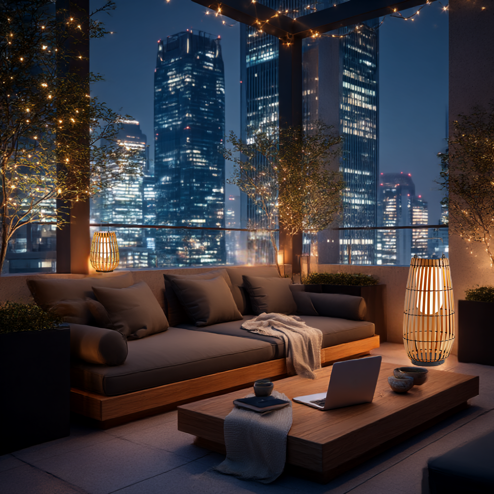 Solar buitenlamp van rotan, roestvrij staal en polyethyleen – Bonq