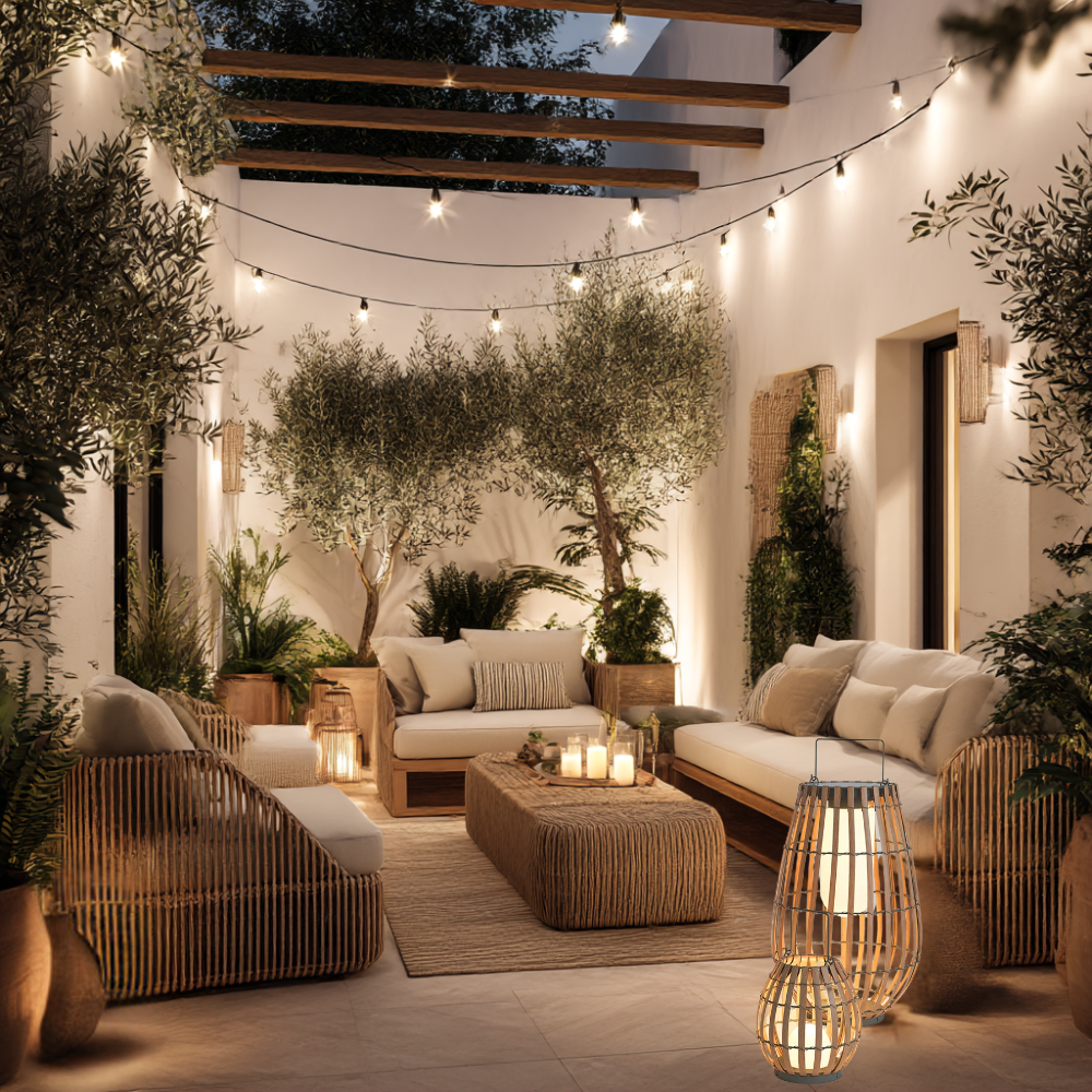 Solar buitenlamp van rotan, roestvrij staal en polyethyleen – Bonq