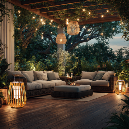 Solar buitenlamp van rotan, roestvrij staal en polyethyleen – Bonq