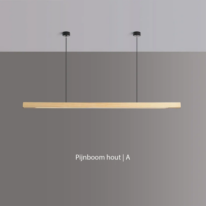 Glødra – Langwerpige Houten Hanglamp met Minimalistische Uitstraling