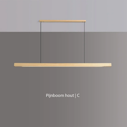 Glødra – Langwerpige Houten Hanglamp met Minimalistische Uitstraling