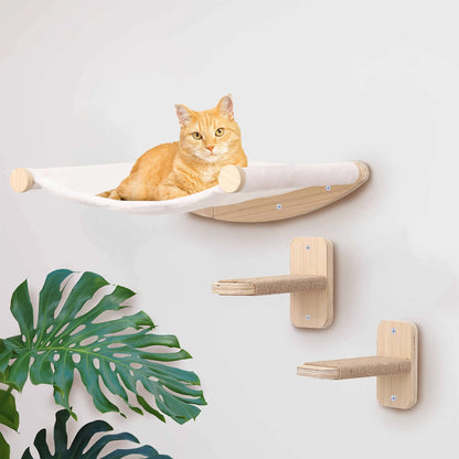 PurrTrail™ Katten Klimtouw & Plank Set – 2-Delige Wandmontage Krab- en Klimboom