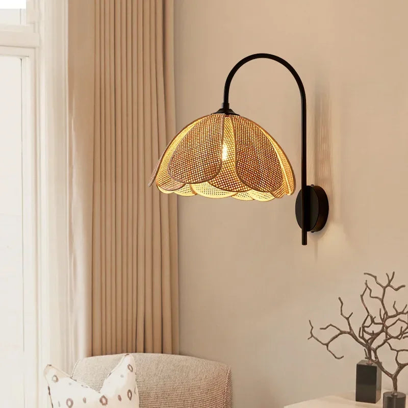 Zeyara™ Japanse Rotan Bloemblaadje Wandlamp