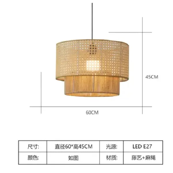 Hempora Wabi-Sabi Hanglamp – Handgemaakt van Henneptouw & Rotan